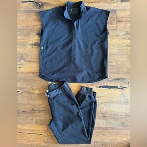 Figs Scrub Set Rafaela - Mandarin Collar Top & Zamora Joggers XS in Black.